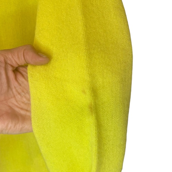 Vintage Lacoste 100% Wool Knit Oversized Button Up V-Neck Sweater Neon Yellow - Picture 11 of 11